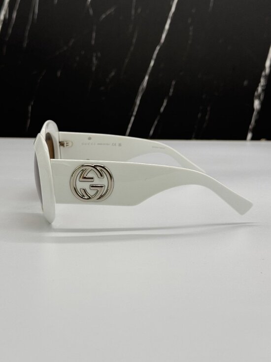 NEW GUCCI GG1647S 003 SUNGLASSES WHITE BROWN ROUND WOMEN EYEWEAR GUCCI main image 4